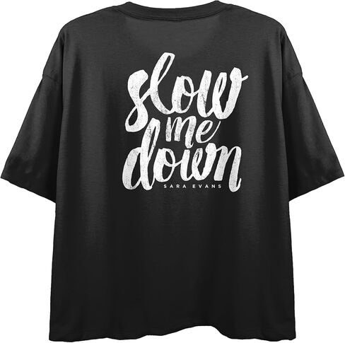 Sara Evans Slow Me Down Women's Black Crew Neck Short Sleeve Crop Top in Kuwait