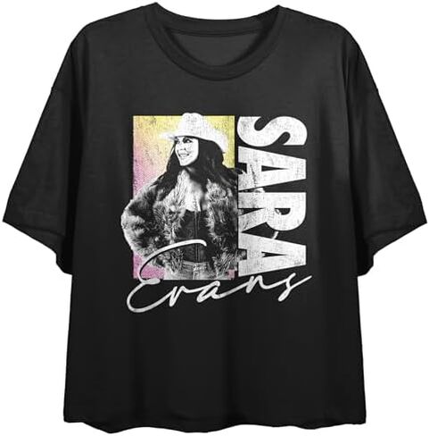 Sara Evans Slow Me Down Women's Black Crew Neck Short Sleeve Crop Top in Kuwait