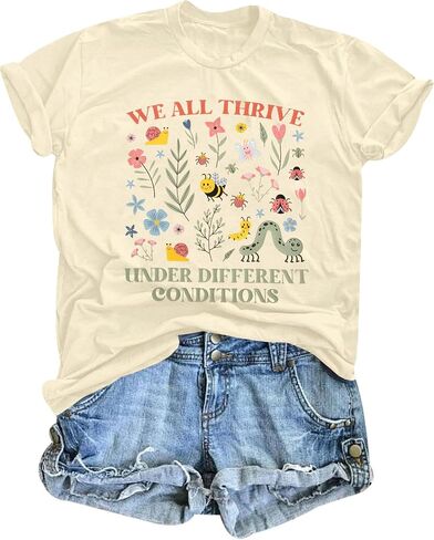 Women's Special Education Teacher Shirt Floral Mental Health Shirt Neurodiversity Tshirt Graphic Short Sleeve Top in Saudi Arabia