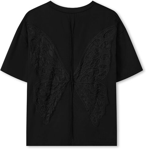 Oversized Graphic Tees for Women Y2k Butterfly Back Baggy Tshirts Top Vintage T Shirt Cute Teen Girl Clothes in Saudi Arabia