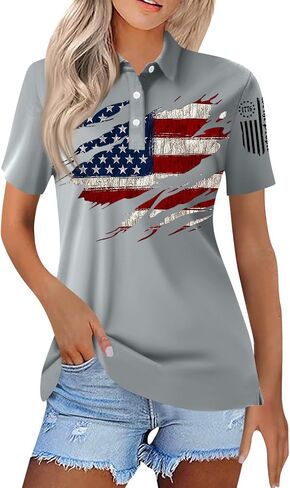 250Th Anniversary Printed Women's Casual Polo T-Shirt 250 Years of Freedom Shirt American Flag American Proud Clothes, S-3Xl in Saudi Arabia
