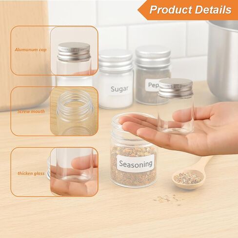 30 Pack 15ml/0.5Oz Clear Glass Jars with Aluminum Screw Lids Small Refillable Bottles Leakproof Empty Mini Containers for Samples, Spices, Beads, Cosmetics, DIY Crafts (4cm x 3cm) in Saudi Arabia