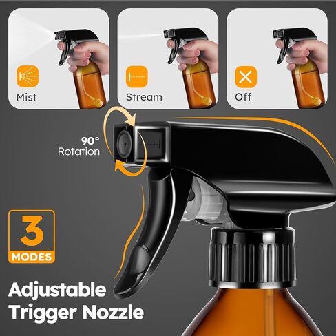 Tecohouse 360° 4 OZ Amber Glass Spray Bottles, 2 Pack Empty Refillable Containers with Adjustable Spray Nozzles, Dark Spray Bottles for Cleaning Solutions, Plants, Hairs in Saudi Arabia