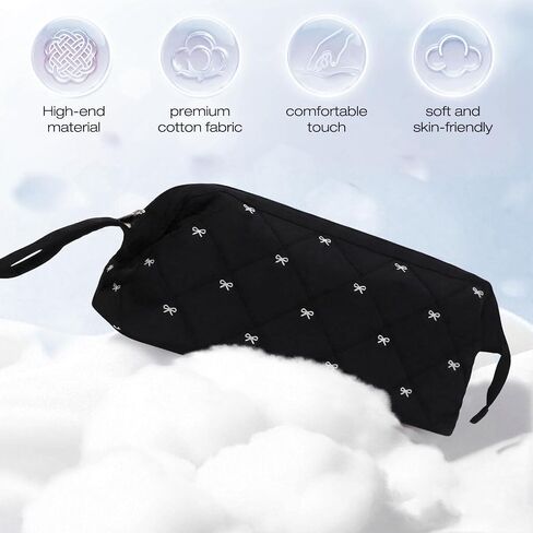 Stratalife Quilted Hair Tools Travel Bag with Polishing Cloth Compatible with Dyson Airwrap Shark Flex Style, Portable Toiletry Bag Hair Dryer Curling Iron Carrying Case Travel Essentials Black Bow in Saudi Arabia