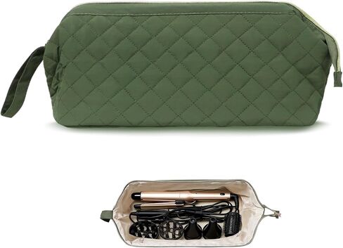Stratalife Quilted Hair Tools Travel Bag with Polishing Cloth Compatible with Dyson Airwrap Shark Flex Style, Portable Toiletry Bag Hair Dryer Curling Iron Carrying Case Travel Essentials Black Bow in Saudi Arabia