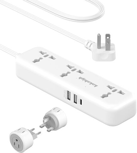 European Travel Plug Adapter Kit with USB Ports, Universal Extension Cord 5 FT, USA to European, UK Plug Adapter for Travel & Life, Accepts Type A/B/C/D/E/F/G/H/I/J/K/L/N/O Plugs, Not A Converter in Saudi Arabia