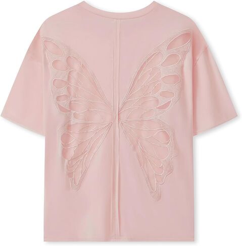 Oversized Graphic Tees for Women Y2k Butterfly Back Baggy Tshirts Top Vintage T Shirt Cute Teen Girl Clothes in Saudi Arabia