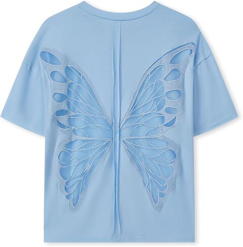 Oversized Graphic Tees for Women Y2k Butterfly Back Baggy Tshirts Top Vintage T Shirt Cute Teen Girl Clothes in Saudi Arabia