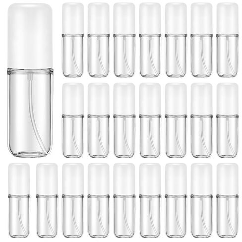 Eccliy 24 Pack Mini Travel Spray Bottles 1.35oz/40ml Fine Mist Empty Spray Bottles Small Leakproof Refillable Plastic Bottle Set for Perfume Essential Oils Toners Rose Face Hair Outgoing(Transparent) in Kuwait