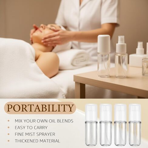 Eccliy 24 Pack Mini Travel Spray Bottles 1.35oz/40ml Fine Mist Empty Spray Bottles Small Leakproof Refillable Plastic Bottle Set for Perfume Essential Oils Toners Rose Face Hair Outgoing(Transparent) in Kuwait