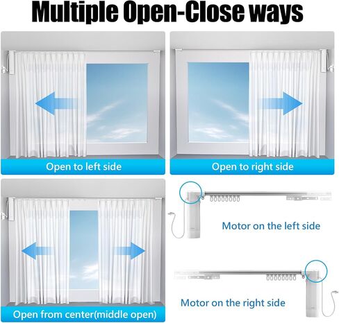 Electric Smart Curtains System, Motorized Curtain Rod with Remote & App Control, Compatible with Alexa/Google Home,Ultra Quiet Motor, Adjustable Track for Heavy Curtains up to 20"-204" in Saudi Arabia