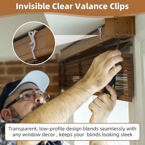24 Pack 2.5 Inch Clear Valance Clips for Blinds & Window Shades, Blind Valance Clips Replacement for Hunter Douglas WoodMates and Chalet Woods, for Faux Wood & Metal Treatments in Saudi Arabia