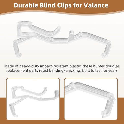 24 Pack 2.5 Inch Clear Valance Clips for Blinds & Window Shades, Blind Valance Clips Replacement for Hunter Douglas WoodMates and Chalet Woods, for Faux Wood & Metal Treatments in Saudi Arabia