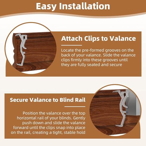 24 Pack 2.5 Inch Clear Valance Clips for Blinds & Window Shades, Blind Valance Clips Replacement for Hunter Douglas WoodMates and Chalet Woods, for Faux Wood & Metal Treatments in Saudi Arabia