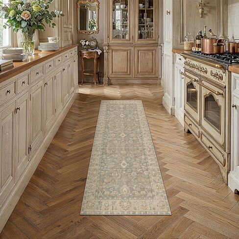 HUGEAR 8x10 Washable Vintage Area Rug Light Brown Neutral Distressed Low Pile Non Slip Soft Carpet Indoor Large Throw Rug for Living Room Bedroom Dining Room Home Office in Saudi Arabia