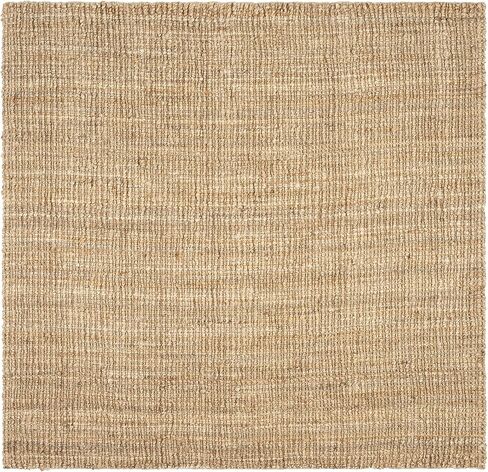 SAFAVIEH Area Rug 4' Square - Natural Fiber Collection - Natural Brown, Handmade Jute, Farmhouse Style, Chunky Textured Thick Pile (NF447A) in Kuwait
