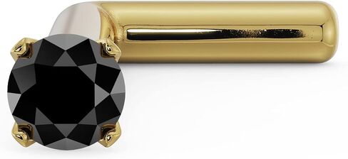 FreshTrends 1.5mm Black Diamond Prong Nose Ring Stud, 14K Yellow Gold | 18G | L-Post in Saudi Arabia
