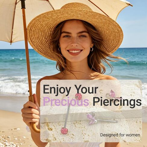 7 Pairs Nipple Rings Stainless Steel 14G Nipple Piercing Jewelry Silver Pink Heart Butterfly Knot CZ Stud Barbell Tongue Rings Internal Threaded Body Piercing Kit in Saudi Arabia