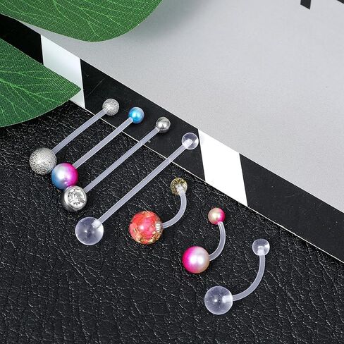 56PCS 14G Pregnancy Belly Button Rings with Replacement Balls, Anti-Sensitive Plastic Belly Button Rings, Flexible Clear Pregnancy Bellys Ring for Surgery Maternity Daily Wear, 10/16/22/26/32/38mm in Saudi Arabia