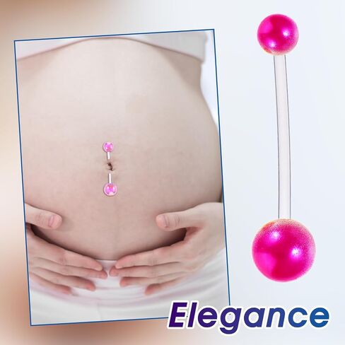 56PCS 14G Pregnancy Belly Button Rings with Replacement Balls, Anti-Sensitive Plastic Belly Button Rings, Flexible Clear Pregnancy Bellys Ring for Surgery Maternity Daily Wear, 10/16/22/26/32/38mm in Saudi Arabia