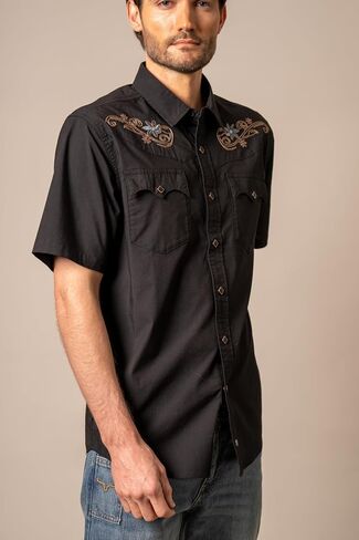 Kimes Ranch Men's Leland Short Sleeve Western Shirt, Pearl Snap Button Down, Coolmax Performance Fabric in Kuwait