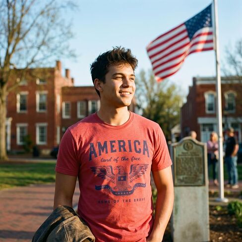 Mens Funny T Shirts America Land of The Free Home of The Brave Graphic Patriotic Novelty Tee for Men in Kuwait