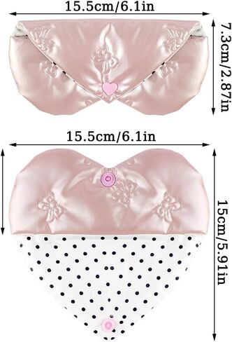 Pink Heart Shaped Glasses Case with Polka Dot Embossed Bow, Soft Sunglasses Case for Women Eyeglass Pouch Embossed Bow Glasses Cases with Clip Womens Eyeglass Storage Sun Glass Case Sunglass Bag Pouch in Saudi Arabia