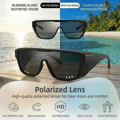 Fit Over Glasses Sunglasses with Side Shields, Polarized Windproof Sports Goggles UV400 in Saudi Arabia