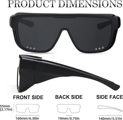 Fit Over Glasses Sunglasses with Side Shields, Polarized Windproof Sports Goggles UV400 in Saudi Arabia