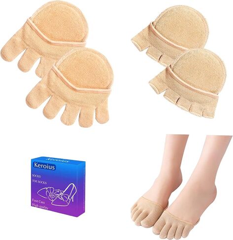 Women Toe Topper Socks,Five-Toes No Show Liner Socks Ball of Foot Cushions Half Non Slip Invisible Forefoot Sock in Saudi Arabia