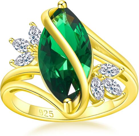 DAYBYDAY Sapphire/Ruby/Emerald/Aquamarine Ring, 925 Sterling Silver Marquise Cut Engagement Rings for Women, 4 Carat Bypass Promise Rings for Her Size 6-10 in Saudi Arabia