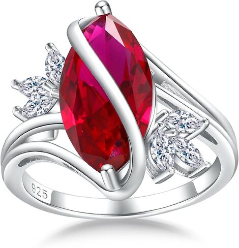 DAYBYDAY Sapphire/Ruby/Emerald/Aquamarine Ring, 925 Sterling Silver Marquise Cut Engagement Rings for Women, 4 Carat Bypass Promise Rings for Her Size 6-10 in Saudi Arabia