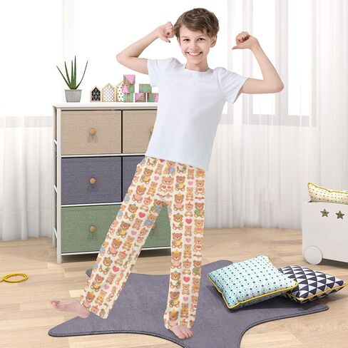 Cute Teddy Bear Pattern Pajama Pants Cozy Soft Elastic Waistband Lounge Pants for Home and Sleep, S in Saudi Arabia