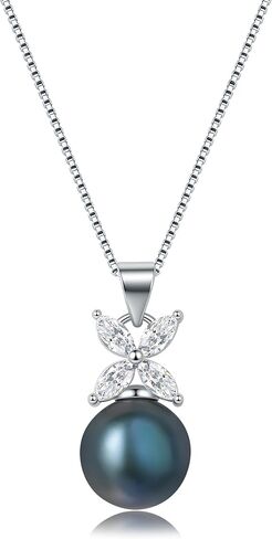 YAMI Tahitian Black Pearl Necklace,11-13mm Saltwater Cultured Pearls,925 Sterling Silver Hypoallergenic with 18+2IN Adjustable Chain,Gift for Wife Wedding Birthday Anniversary Jewelry in Saudi Arabia