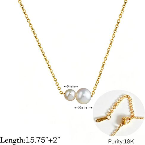 Bridesmaid Necklace Set of 4/6/8, 14k Gold Dainty Pearl Necklace, For Women Tie The Knot Necklace Wedding Gifts Bridesmaids Proposal Gift, Courthouse Wedding Accessories, Bridal Party Gifts in Saudi Arabia