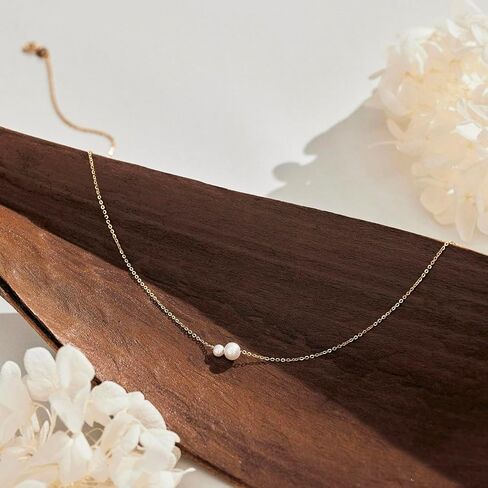 Bridesmaid Necklace Set of 4/6/8, 14k Gold Dainty Pearl Necklace, For Women Tie The Knot Necklace Wedding Gifts Bridesmaids Proposal Gift, Courthouse Wedding Accessories, Bridal Party Gifts in Saudi Arabia