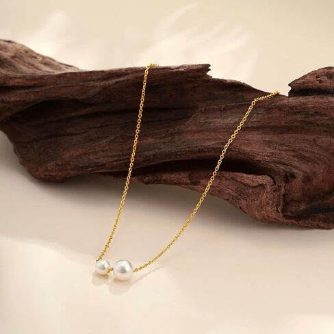 Bridesmaid Necklace Set of 4/6/8, 14k Gold Dainty Pearl Necklace, For Women Tie The Knot Necklace Wedding Gifts Bridesmaids Proposal Gift, Courthouse Wedding Accessories, Bridal Party Gifts in Saudi Arabia