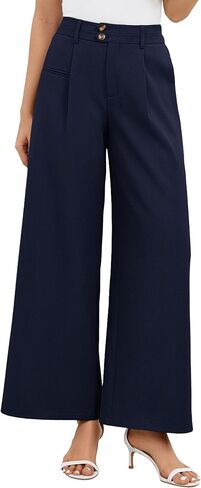 Eddoyee Wide Leg Dress Pants Women, High Waisted Business Palazzo Pants Office Work Casual Trousers with Pockets in Saudi Arabia