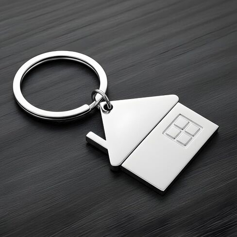 House Shaped Pendant Keychains, Cute Cartoon House with Window keychain Home key chain Creative Mental Keyring Gift Bag Hanging Fashion Charm Jewelry for Men & Women, Silver in Saudi Arabia
