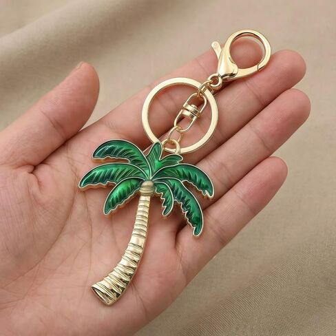 Crystal Rhinestone Palm Tree Bag Charm Green Tropical Keychain Purse Accessory Keyring Car Pendant Party Favor Gift in Saudi Arabia