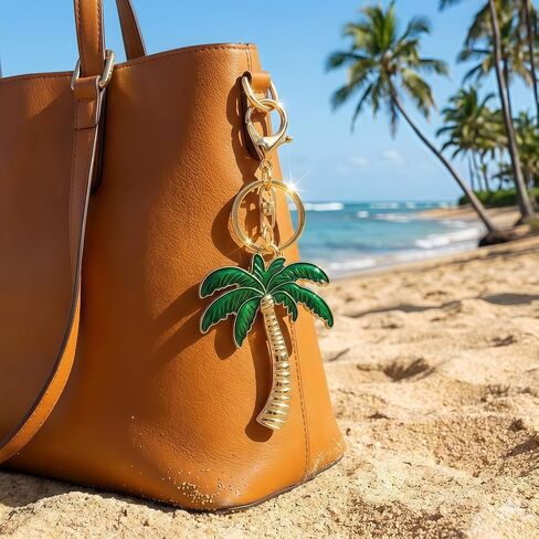 Crystal Rhinestone Palm Tree Bag Charm Green Tropical Keychain Purse Accessory Keyring Car Pendant Party Favor Gift in Saudi Arabia