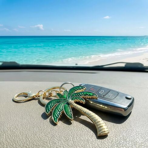 Crystal Rhinestone Palm Tree Bag Charm Green Tropical Keychain Purse Accessory Keyring Car Pendant Party Favor Gift in Saudi Arabia