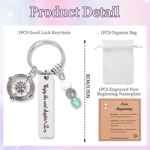New Beginnings Gifts for Women - Enjoy The Next Chapter Gifts for College High School Graduation Compass Keychain Gift for Friend Coworker Teacher Nurse Senior‌ Retirement Farewell Going Away New Job in Saudi Arabia