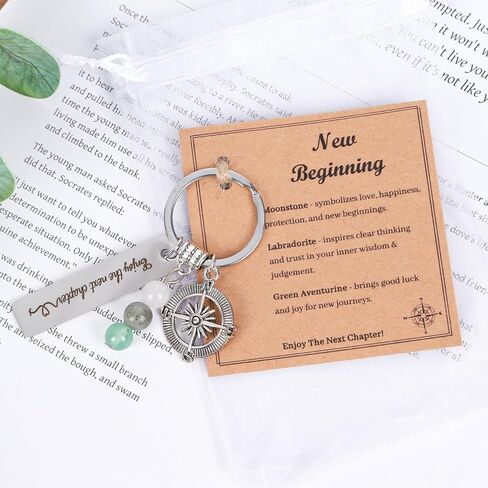 New Beginnings Gifts for Women - Enjoy The Next Chapter Gifts for College High School Graduation Compass Keychain Gift for Friend Coworker Teacher Nurse Senior‌ Retirement Farewell Going Away New Job in Saudi Arabia