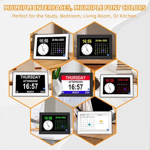 Bgift Digtal Clock with Day and Date for Seniors, Large LCD Time Display, Auto Dimmable, 12 Alarm Settings - Best for The Elderly in Kuwait
