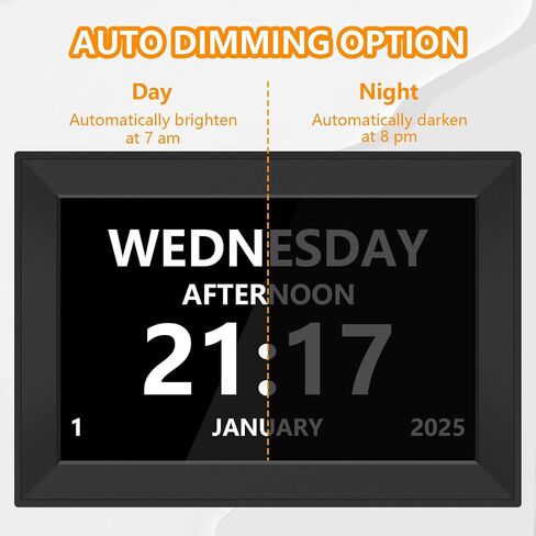 Bgift Digtal Clock with Day and Date for Seniors, Large LCD Time Display, Auto Dimmable, 12 Alarm Settings - Best for The Elderly in Kuwait