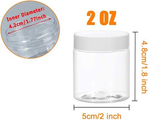 20 Pcs 2oz Plastic Cosmetic Container,Round Clear Pot Jars with White Lids,Empty Cosmetic Jar for Travel Storage,Lotion,Cream,Jewelry,Powder,Eye Shadow,Painting,DIY Crafts in Saudi Arabia