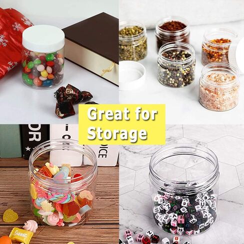 20 Pcs 2oz Plastic Cosmetic Container,Round Clear Pot Jars with White Lids,Empty Cosmetic Jar for Travel Storage,Lotion,Cream,Jewelry,Powder,Eye Shadow,Painting,DIY Crafts in Saudi Arabia