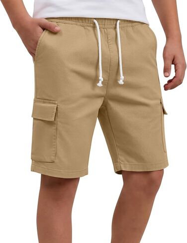 Boys' Cargo Shorts Cotton Drawstring Shorts Teen Basic Causal Summer Clothes with Pockets for Kids Aged 5-14Y in Saudi Arabia