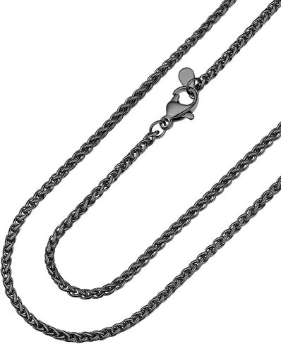 PROSTEEL Stainless Steel Wheat Chain for Men and Women, Silver/Black/14K Gold Plated Necklace Chain, 2mm/3mm/6mm/9mm with Lobster Clasp 18"-30" with Box in Kuwait